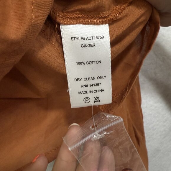 ASTR The Label Blouse Womens XS Ruffle Long Sleeve Button Top Ginger Brown - Picture 6 of 10